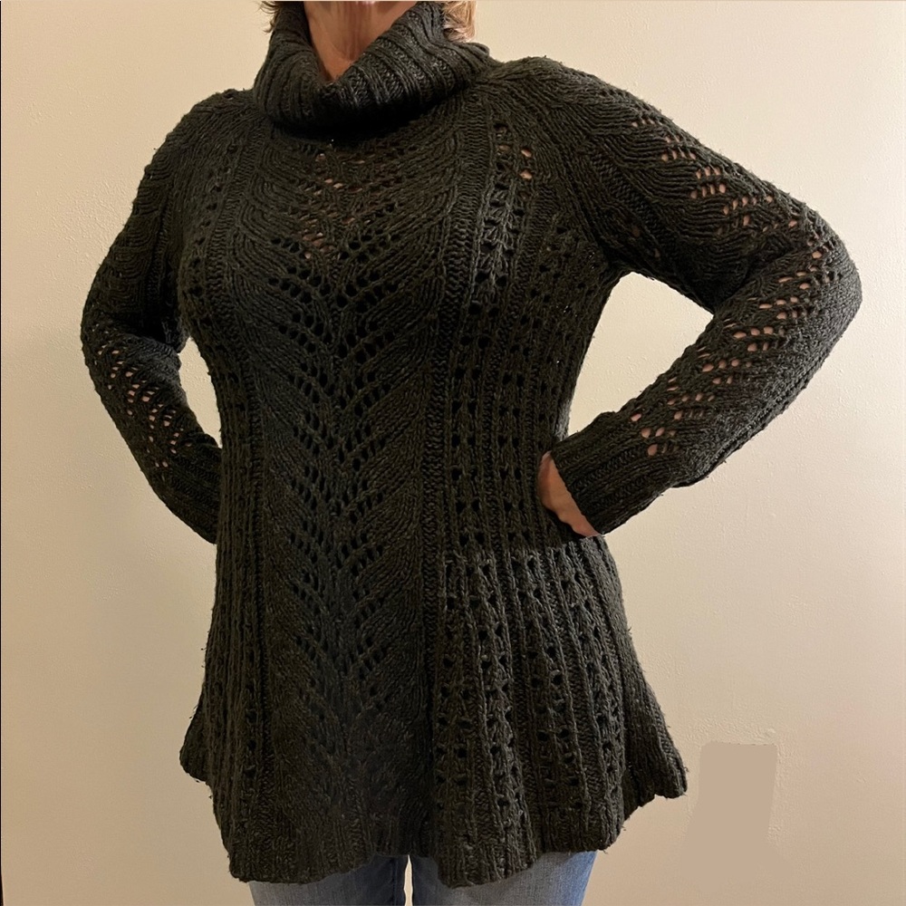 Sleeping on Snow/Anthropologie, size medium, forest green turtleneck sweater